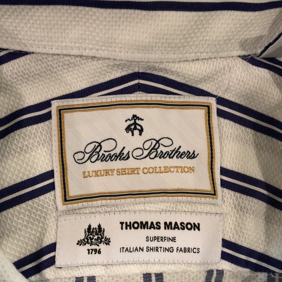 BROOKS BROTHERS x THOMAS MASON Superfine Italian Shirting Regent Fit Dress Shirt - Picture 3 of 10